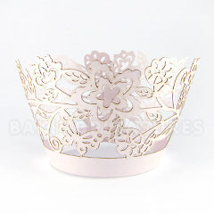 Floral Pearl Pink Lace Cupcake Wrappers 12pcs