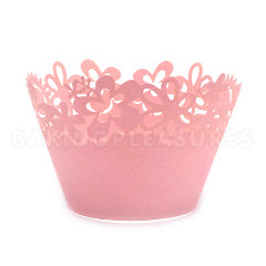 Flower Pearl Rose Lace Cupcake Wrappers 12pcs
