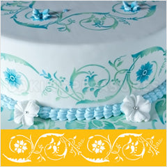 Flower Scroll Side Cake Stencil