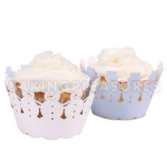 Frosty White/Blue Reversible Cupcake Wrappers 12pcs