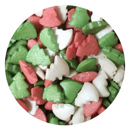 Glimmer Red Green White Christmas Tree Sprinkles 100g