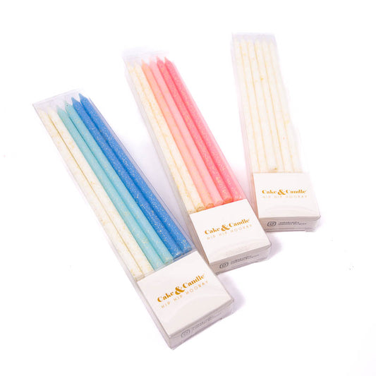 PINK Glitter Cake Candles (Pack of 12)