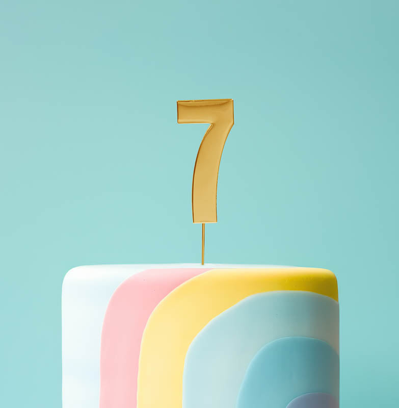 BOLD Cake Topper (7cm) - GOLD NUMBER 7