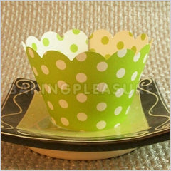Green Polka Dot Cupcake Wrappers 12pcs