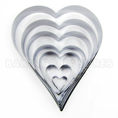 Heart Cutter Set 7pcs - Stainless Steel (hand shaped)