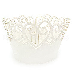 Heart Pearl White Lace Cupcake Wrappers 12pcs