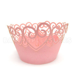 Heart Pearl Rose Lace Cupcake Wrappers 12pcs