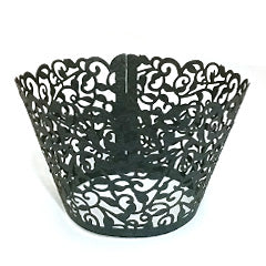 Ivy Pearl Gunmetal Black Lace Cupcake Wrappers 12pcs