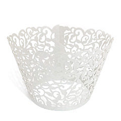 Ivy Pearl Light Silver Lace Cupcake Wrappers 12pcs