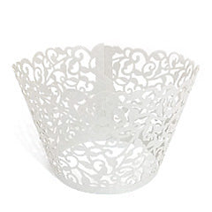 Ivy Pearl Light Silver Lace Cupcake Wrappers 12pcs