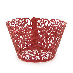 Ivy Pearl Red Lace Cupcake Wrappers 12pcs