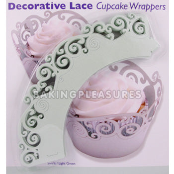 Lace Cupcake Wrapper Swirl Lite Green 12pcs