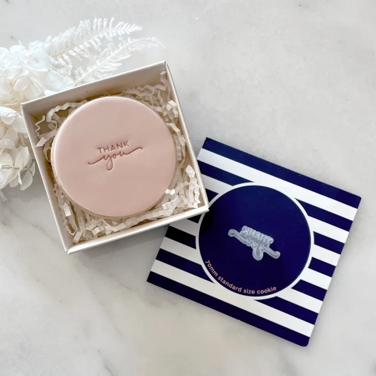 Thank you Tiny Text Stamp (Little Biskut) Cookie Fondant