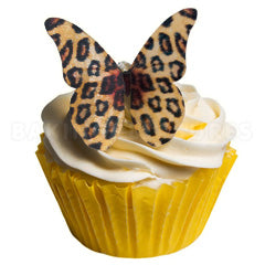Leopard Print Edible Wafer Butterflies 12pcs