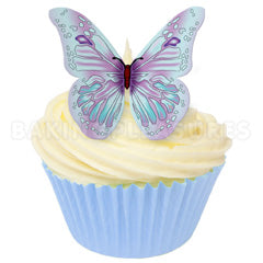 Lilac & Baby Blue Edible Wafer Butterflies 12pcs