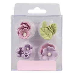 Lilac Flowers & Leaves Edible Cupcake Toppers 16pcs