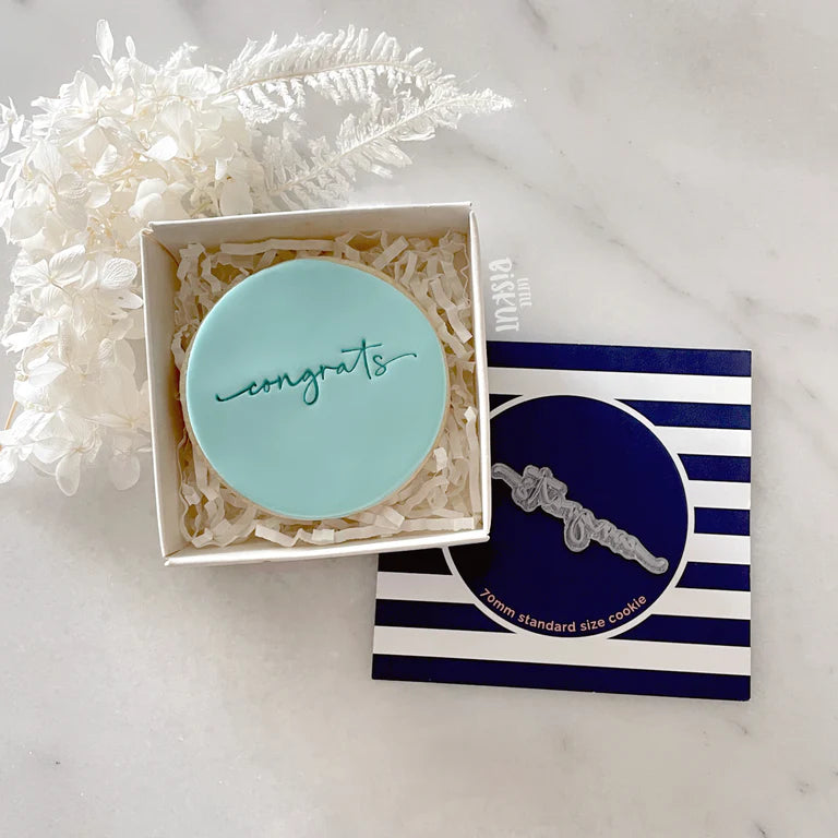 Congrats Tiny Text Cookie Fondant Stamp (Little Biskut)