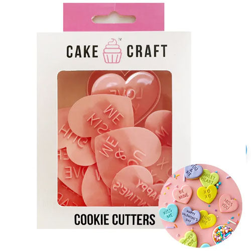 Love Heart Messages Cookie Cutter Embosser 11pcs