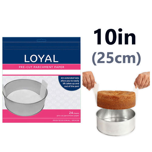 Loyal Round Pre Cut Baking Paper 10in/25cm 24pcs
