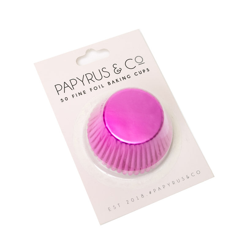 Medium HOT PINK Foil Baking Cups (50 pack) - 44mm Base