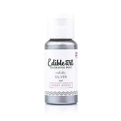 Sweet Sticks Edible Art Paint METALLIC SILVER 15ml