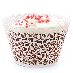 Mini Ivy Pearl White Lace Cupcake Wrappers 12pcs