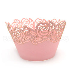 Mini Rose Pearl Rose Lace Cupcake Wrappers 12pcs