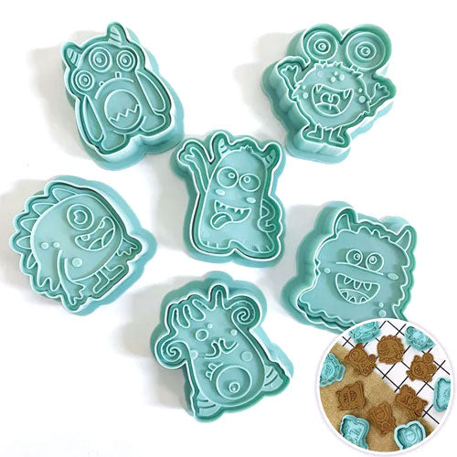 Monsters Cookie Cutter Embosser Halloween 6pcs