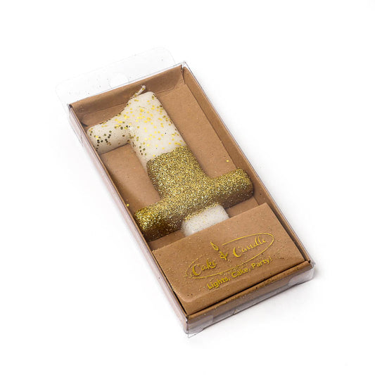 8cm GOLD Glitter Dipped Candle - NUMBER 1