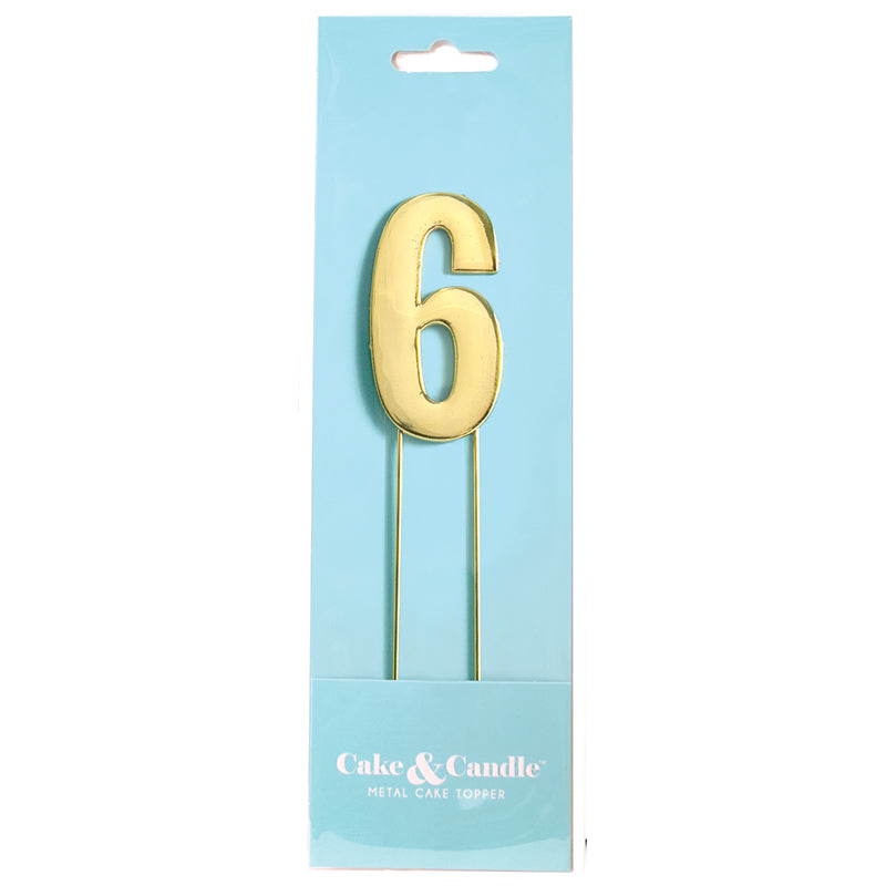BOLD Cake Topper (7cm) - GOLD NUMBER 6