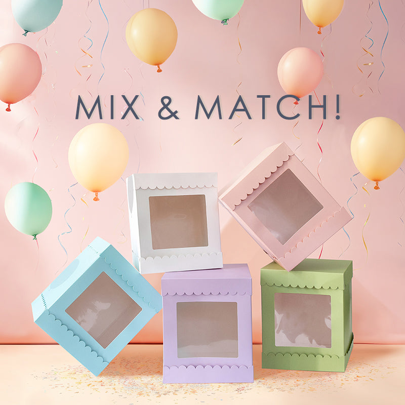 Papyrus Square Scalloped Tall Cake Box Pastel Green (10 x 10 x 12 inch)