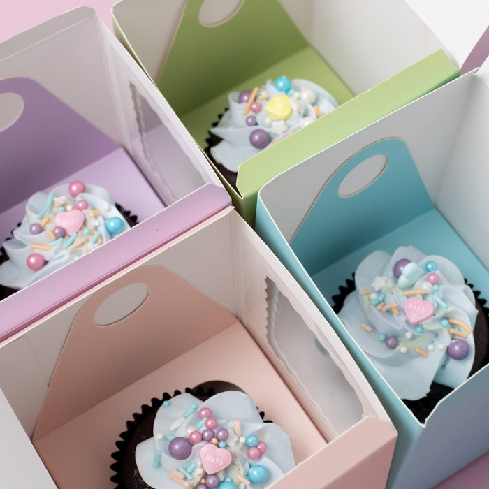 Papyrus Scalloped Tall Cupcake Box Pastel Blue 6pcs