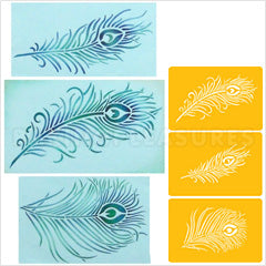 Peacock Feather Set Stencil 3pcs