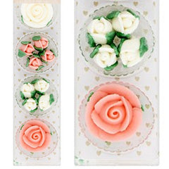 Pink & White Rose Flowers Edible Cupcake Toppers 10pcs