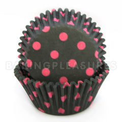 Polka Dot Pink on Black Baking Cups 32pcs