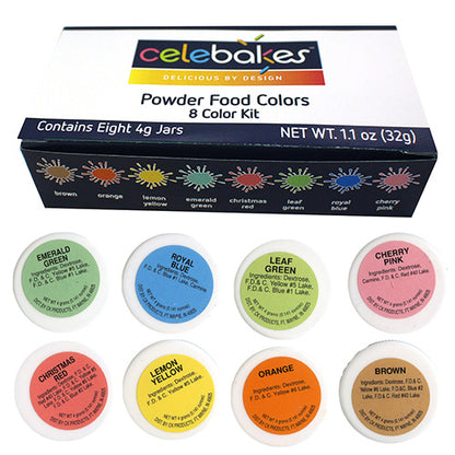 Celebakes Powdered Food Colouring Kit 8 Pots (Water Based)