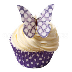 Purple Polka Dot Edible Wafer Butterflies 12pcs