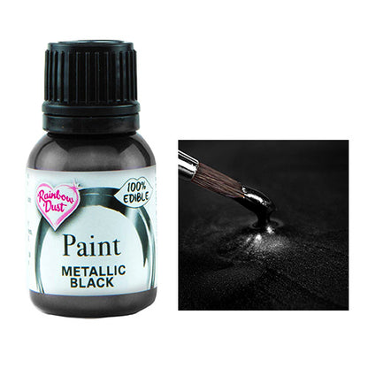 Rainbow Dust Metallic Black Food Paint 25ml