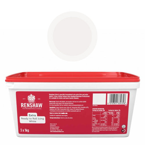 Renshaw Extra White Icing Fondant 3kg (3x 1kg pack)
