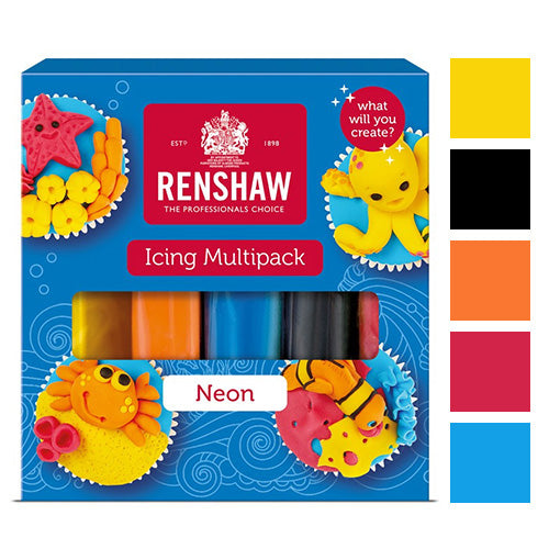 Renshaw Neon Colours Ready to Roll Icing 5x100g
