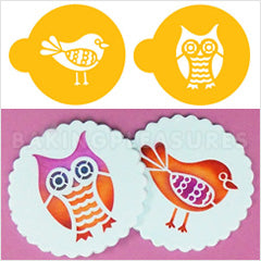 Retro Owl and Bird Stencils 2pcs