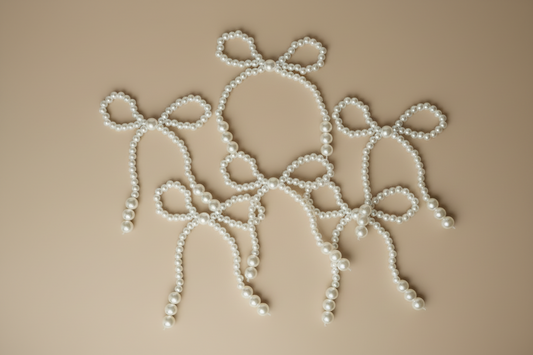 Cake Cupcake Toppers | Pearl Ribbon Bows (5 Pack)