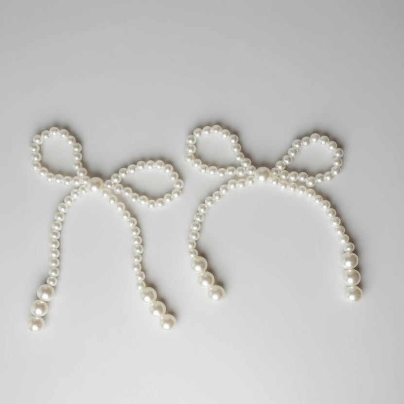 Cake Cupcake Toppers | Pearl Ribbon Bows (5 Pack)