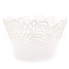 Rose Pearl White Lace Cupcake Wrappers 12pcs