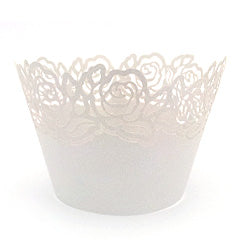 Rose Pearl Light Silver Lace Cupcake Wrappers 12pcs