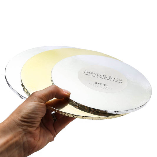 Round Gold Mirror Masonite Cake Board 8 Inch