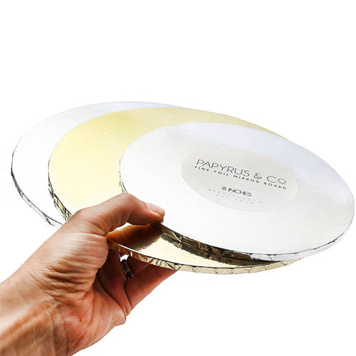 Round Silver Mirror Masonite Cake Board 8 Inch