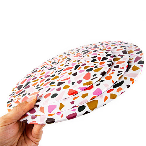Round Terrazzo Print Masonite Cake Board 10 Inch
