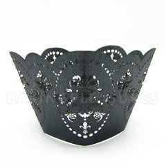 Royal Pearl Gunmetal Black Lace Cupcake Wrappers 12pcs