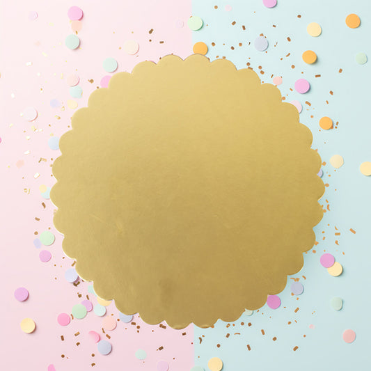Scalloped Cake Board Gold 10 Inch